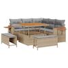 9 Piece Beige and Light Grey Garden Sofa Set with Cushions