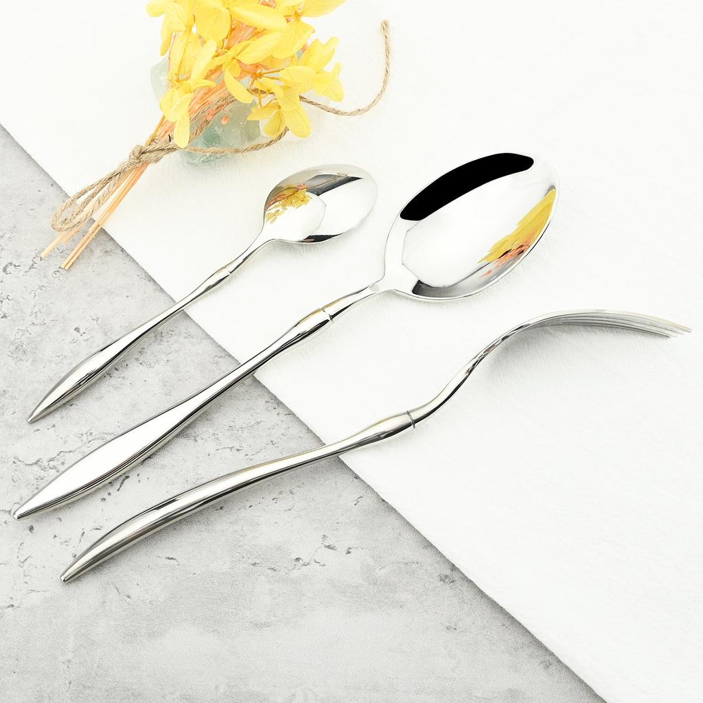 24Pcs/Set Knife Fork Tea Spoon Tableware Vintage Dinnerware 304 Stainless Steel Cutlery Set Party Kitchen Silverware Flatware Set