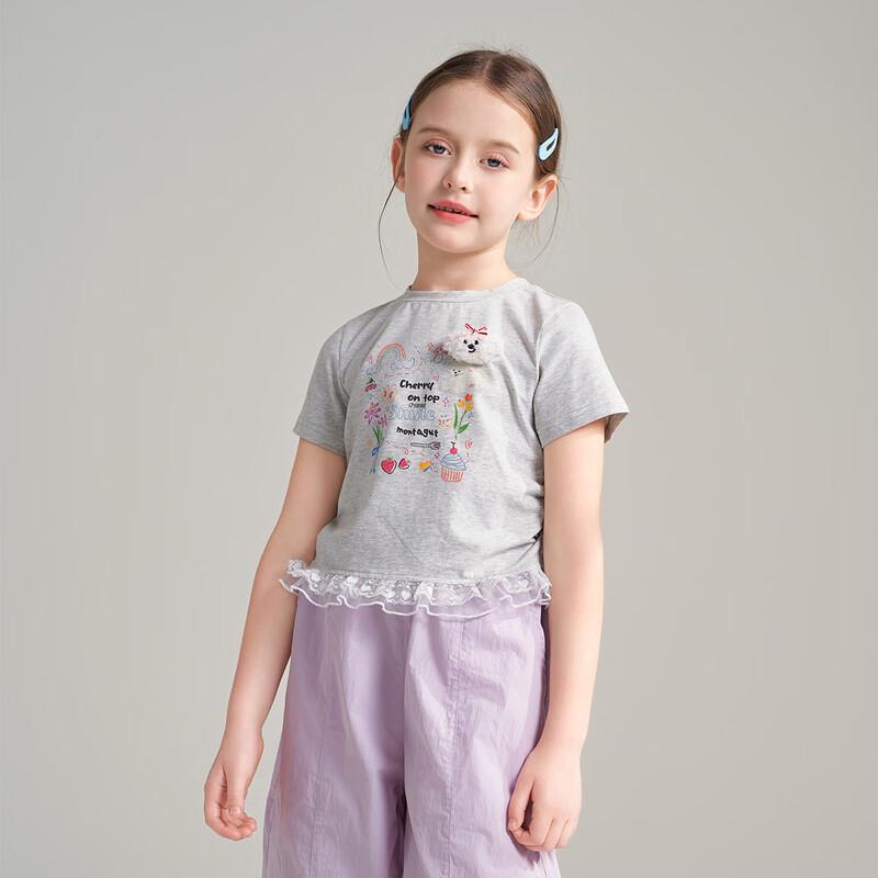 Montagut Girls Summer Alphabet Print Short Sleeve T-Shirt 150