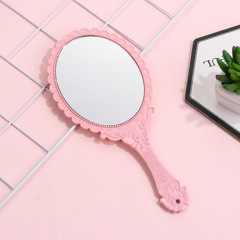1PC Vintage Oval-Shape HandHeld Mirror Women Girls Standing Makeup Dresser Mirror Vanity Mirror Makeup Supplies