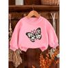 Kids Lightweight Crewneck Pullover Sweatshirt, Patterned Butterfly Graphic Print