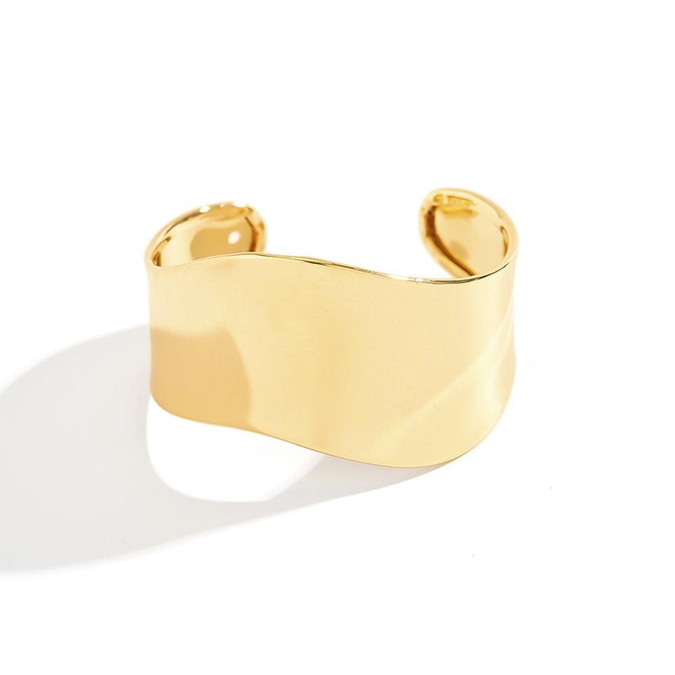 Personality Irregular Glossy Metal Wide Bracelet Bracelet Fashion C-Shaped Texture Open Bracelet
