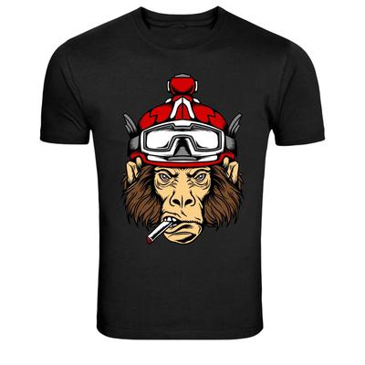 Biker Affe Helm Rauchender Fahrer Grafik T-Shirt