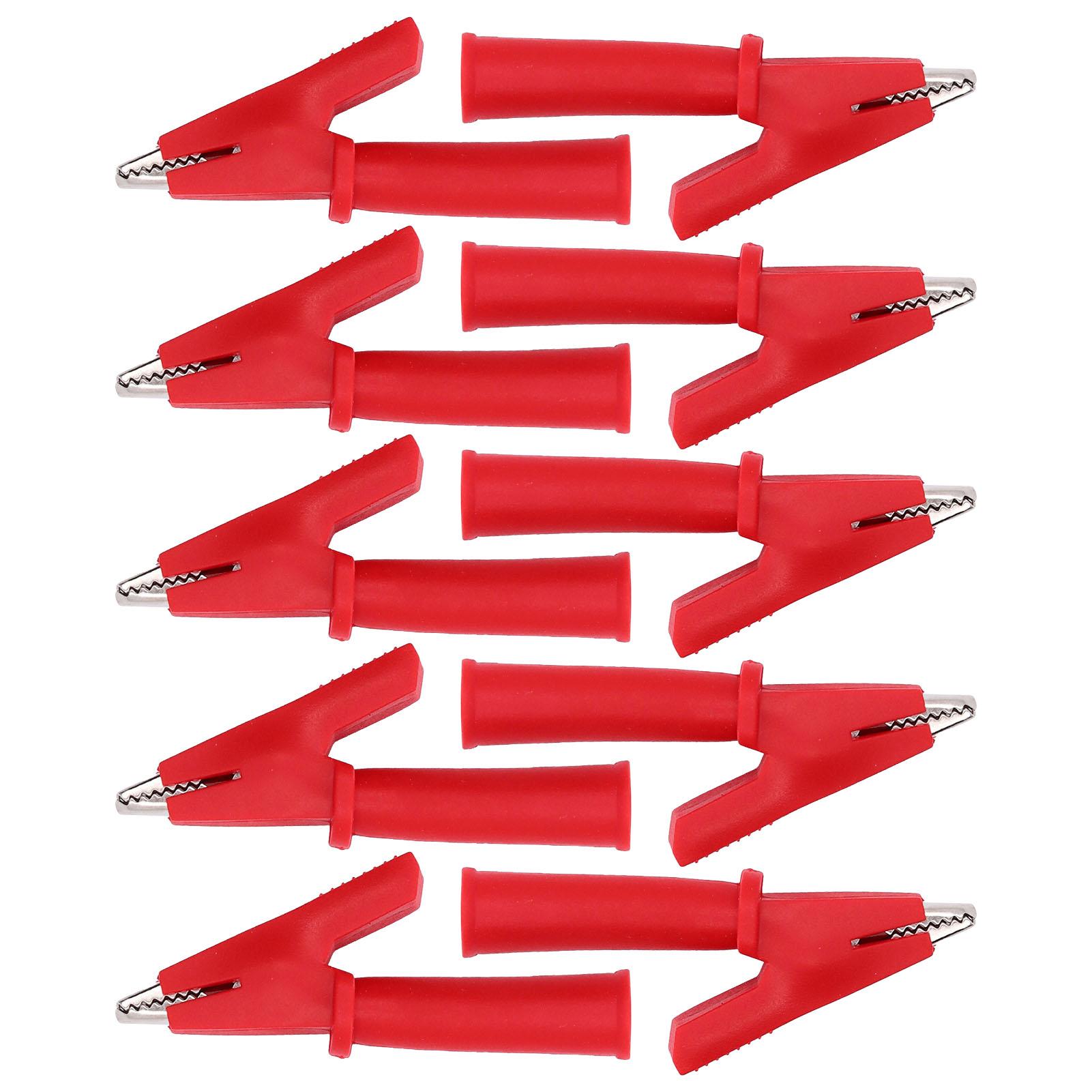 

10 шт. Тестові Затискачі Крокодили Латунні ПВХ Ізольовані Безпечні Затискачі для Мультиметра для Штекера Банан 4 мм Червоні червоний