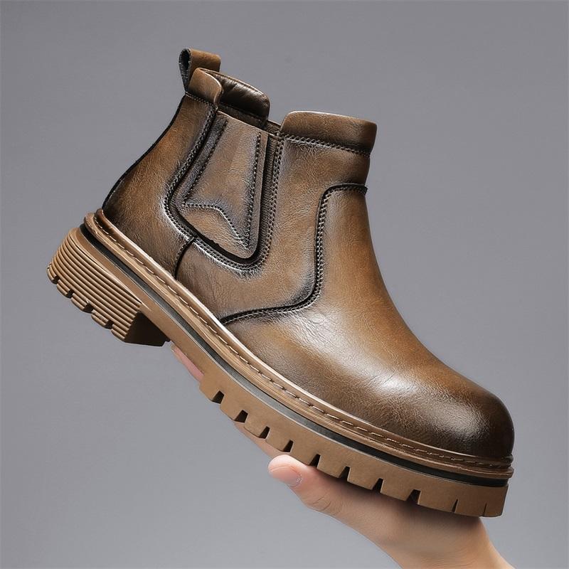 Golden Sapling High Quality Retro Men Motorcycle Boots New Microfiber Leather Men Boot Shoes Outdoor Thick Soled Slip-on Booties
