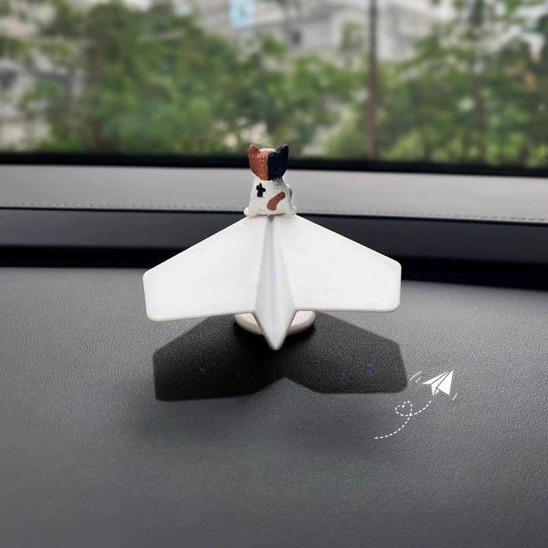 Funny Car Interior Decoration Ornaments Cute Cat 360 ° Rotating Airplane Auto Dashboard Decoration Gadgets For Car Accessories