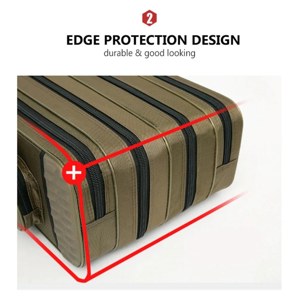 Hard Steel Fishing Rod bag Adjustable 2 3 4 Layer Tier Oxford Gear case with reel line Carrier for Travel Outdoor Organizer260319