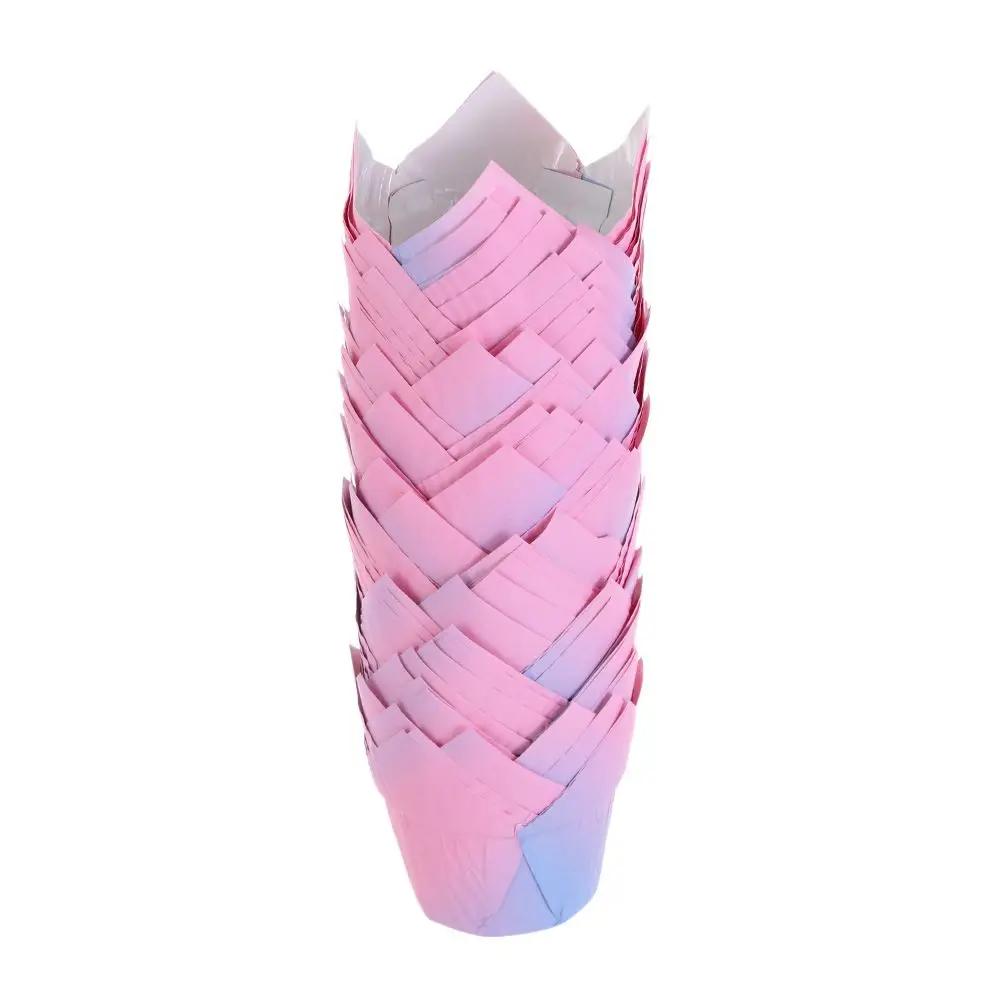 50 Stück Fettbeständige Kuchenpapierbecher Tablettbecher Cupcake-Förmchen Papier-Tulpen-Backförmchen Kuchen-Muffin-Becher Backzubehör Gebäckwerkzeuge