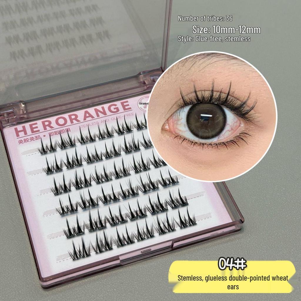 Stemless Self-Adhesive Curly Natural-Look False Eyelash Clusters for Beginners