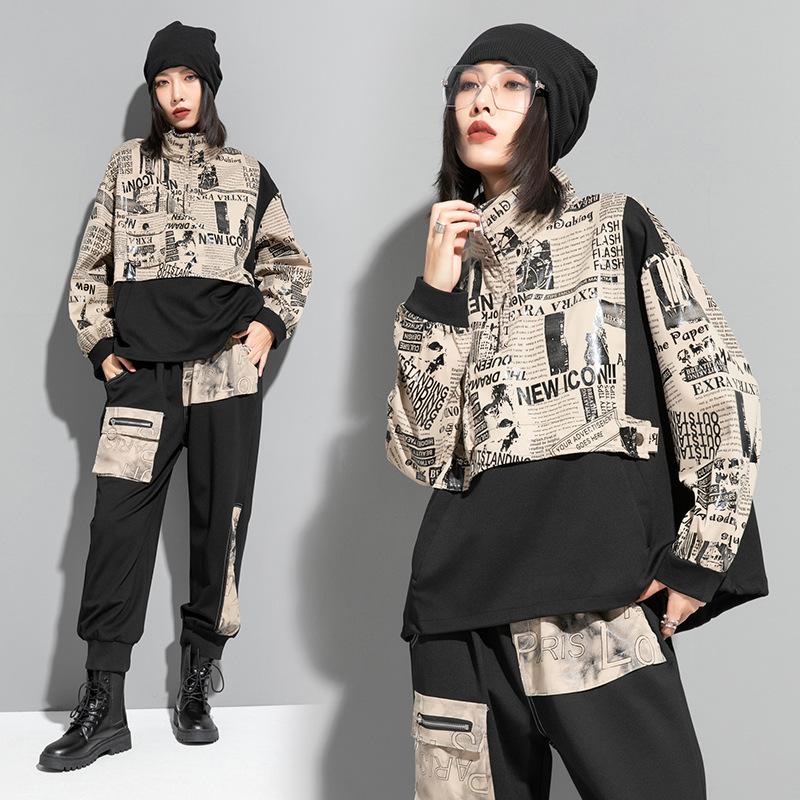 Women Plus Size Spring Shirt Stand Collar Casual Long Sleeve Vintage Fashion Tops Tees Loose New