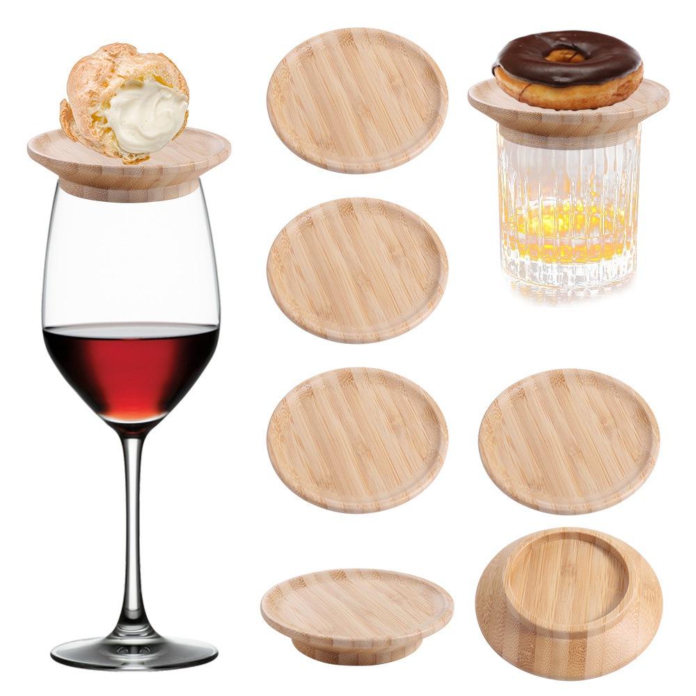 Charcuterie Board Safety Wine Coaster Wooden Non-toxic Wooden Red Wine Lid Odorless Splashproof Dessert Wooden Tray Bar Supplies
