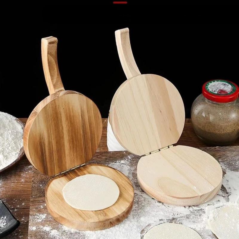 Solid Wood Dough Press Tool Quick Easy Dumpling Skin Presser Home Dumpling Wrapper Skin Making Mold Kitchen Pastry Baking Tools