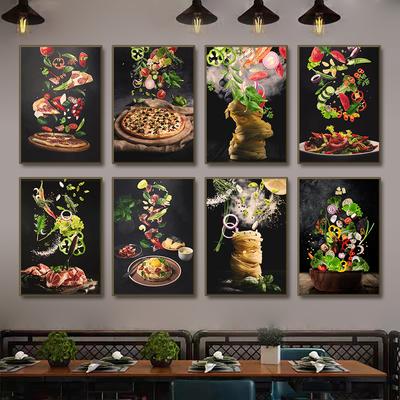 Mutfak Posteri Pizza Biftek Salata Hamburger Resim Restoran Duvar Sanat Baskı Batı Gıda Boyama