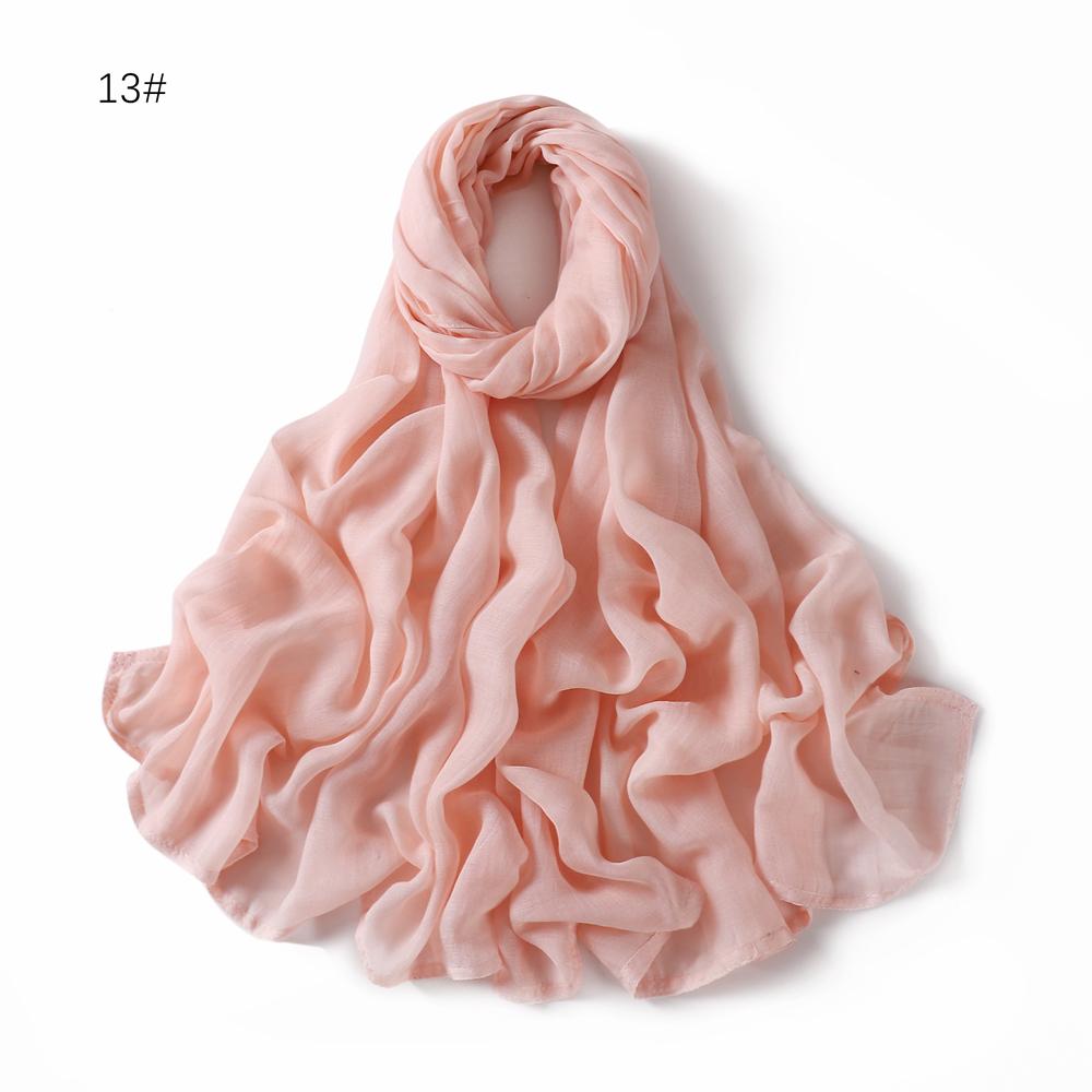 100% Viscose Double Stitches Edge Scarf Hijab Femme Solid Color Long Shawl Muslim Foulard Headscarf Pashmina