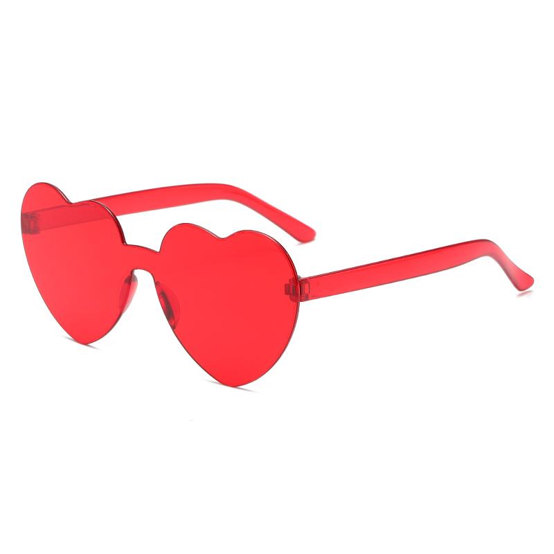 New Fashion Candy Heart Sunglasses Women Gradient Color Integrated Sun Glasses Personality Frameless Design Female