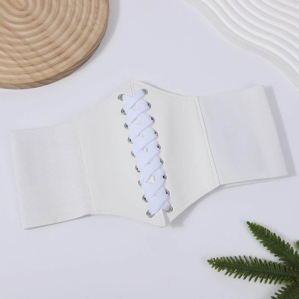 Pu Leather Corset Belt Elastic Punk Gothic Wide Belt Women'S Shirt Dress Belt Breathable Female Cummerbund For Daily Wear Dates