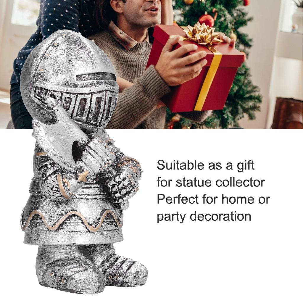 Medieval Crusader Knight Gnomes Guard Resin Ornament Outdoor Garden Decoration Statue#1