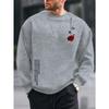 Men's Autumn Winter Fashionable Casual Loose Rose Pattern Printed Fleece Pullover Round Neck Long Sleeved Sweatshirt Pullovers & Long Sleeves Men’s