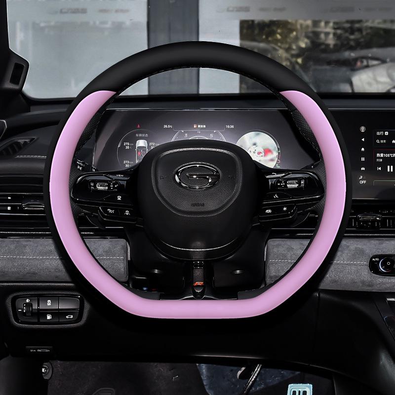 GAC Trumpchi Shadow Leopard Nappa Leather Steering Wheel Cover - Anti-slip, Sweat-absorbing, All-Season Universal Fit