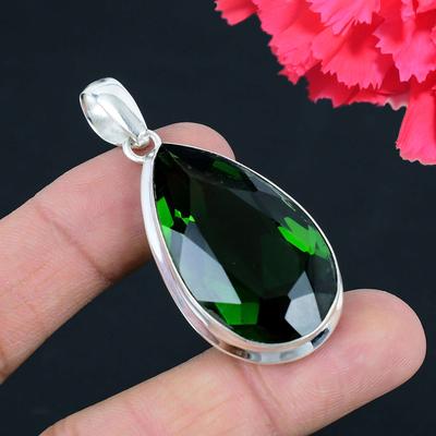 Peridot Přívěsek drahokam Solid 925 Sterling Silver Přívěsek Šperky Dárek pro Unisex