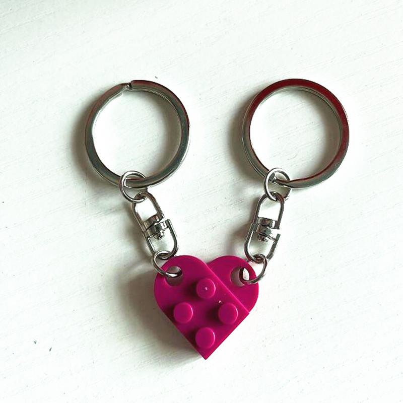 LEGO Heart Puzzle Keychain: European & American Style Building Block for Couples