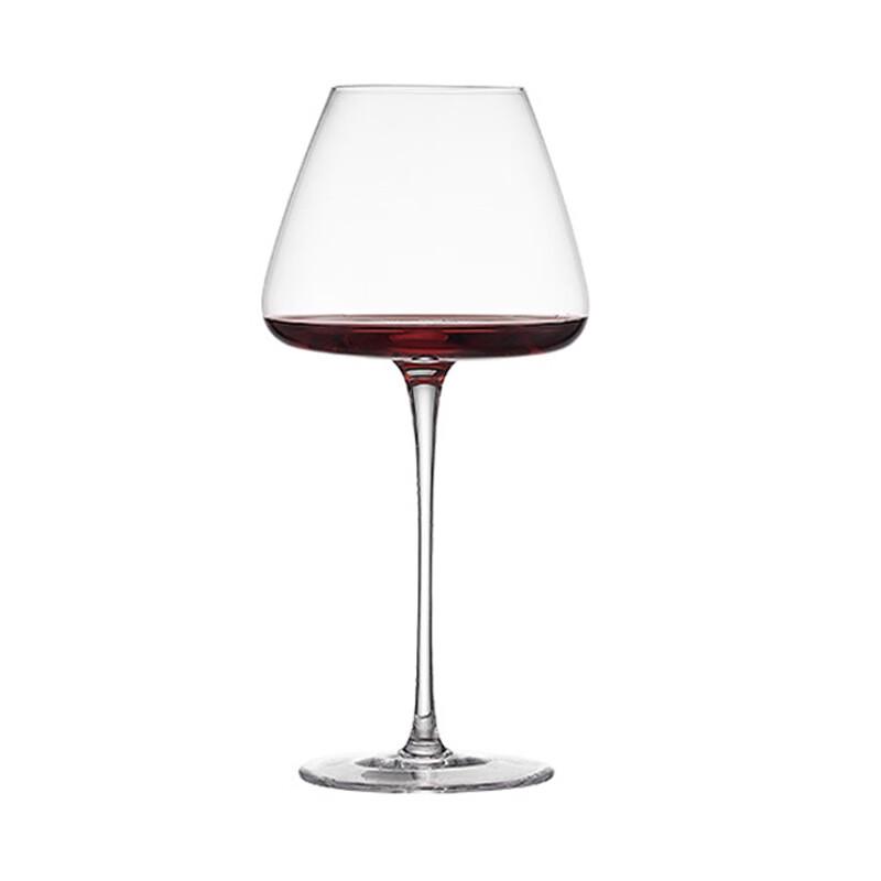 Ensusu Handmade Crystal Red Wine Glass, Red Stem Black Base