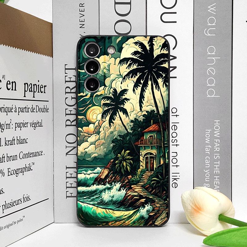 Lustige Kokospalme am Meer Küstenlandschaft Handyhülle für Google Pixel 9A 8 A 7A 6 A 7 PRO 8 9 Pro XL 5G Stoßfest Weiche Hülle