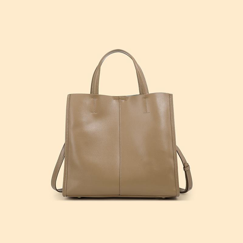 Leather Women's Bags Large Capacity Vertical Square Bags Simple Shoulder Crossbody Handbags Cowhide Women's Bags