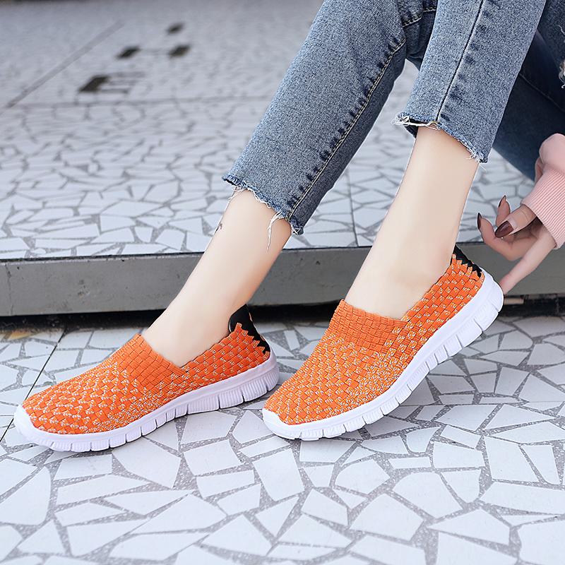 Summer Handmade Slip on Braid Beach Shoes Women Moccasins Plus Size Casual Espadrilles Breathable Sneakers