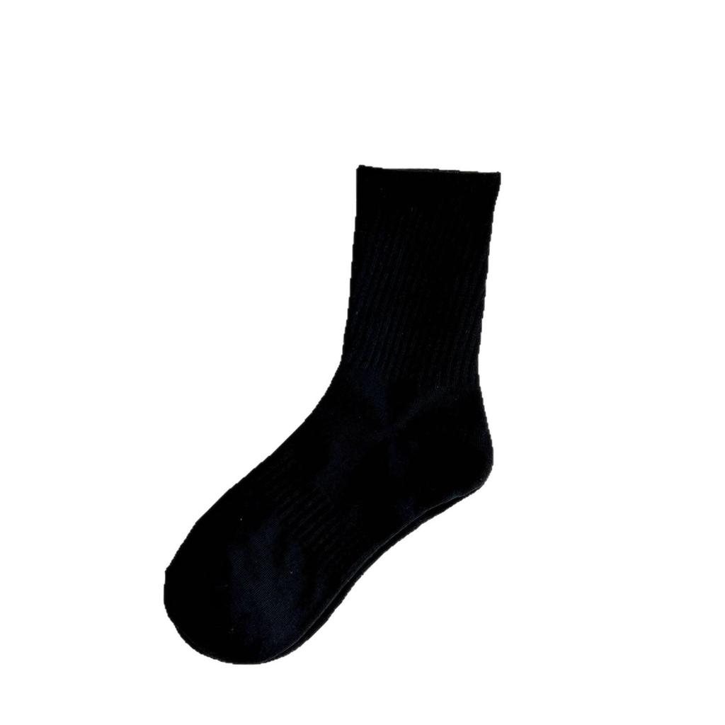 Women's Classic Black & White Non-Slip Cotton Mid-Calf Socks - Breathable & Elastic