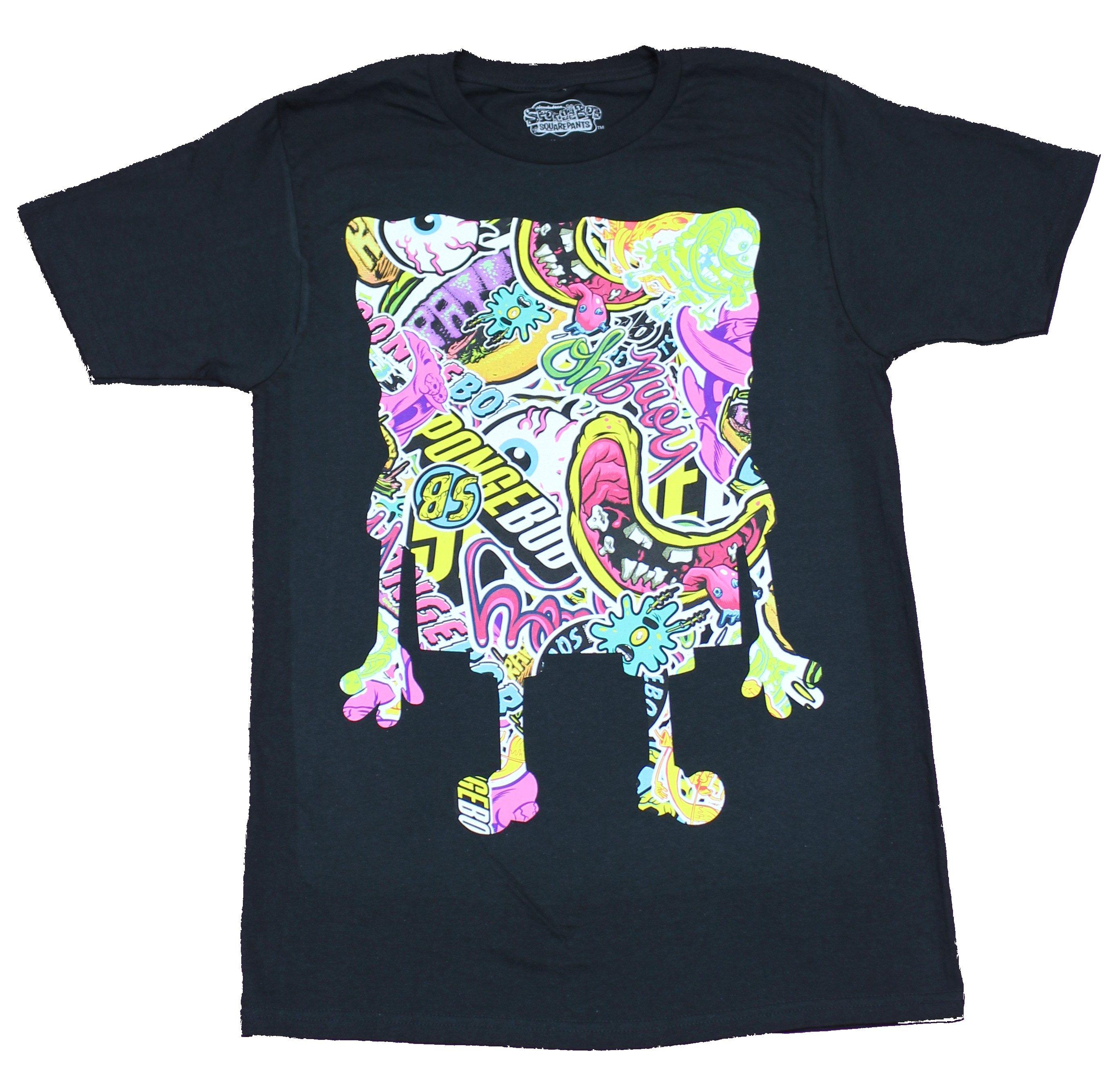 Spongebob Squarepants Mens T-shirt Colorful Splatter Filled Bob Image XL