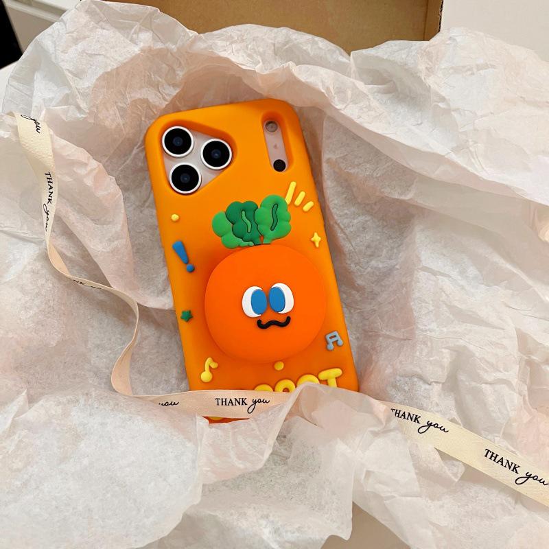 3D Cartoon Carrot Stand Case for iPhone 14/13/17/16/15 Pro Max