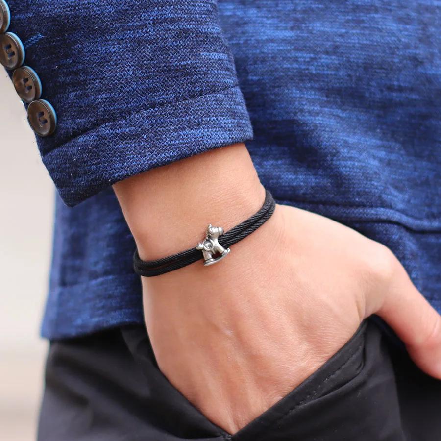 

Браслет викингов, мужской браслет из нержавеющей стали с лошадью, регулируемый вручную, тонкая веревка 3 мм, браслет, подарки для него, морской досуг, Pulseira