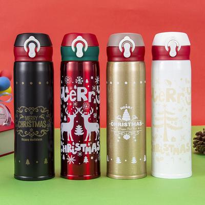 1 Stück Weihnachten Vakuumbecher 500ml Thermische Wasserflasche, Festival Smart Temperaturanzeige Isolierbecher, Edelstahl Wasserbecher