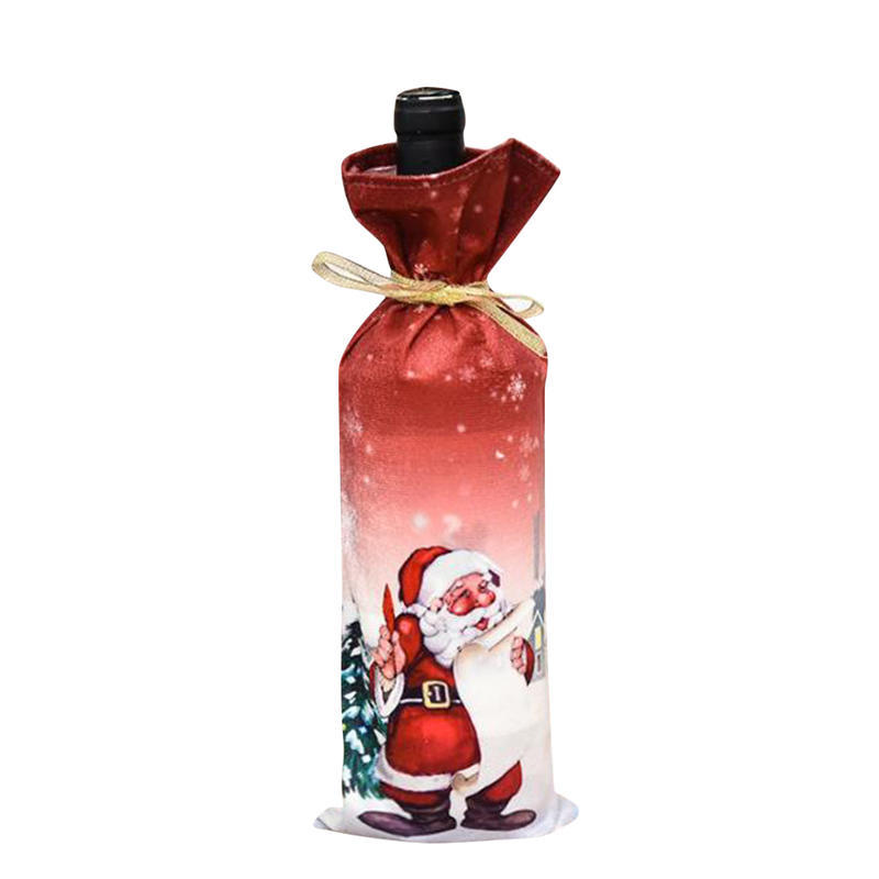 Santa Claus Elk Snowman Wine Bottle Dust Cover Navidad Noel Christmas Decorations For Home Dinner Table Decor New-Year