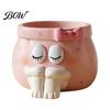 Desktop Storage Accessories Cute Cartoon Girl Pen Holder, Resin Makeup Brush Decorative Creative Stationery Holder Organizer with Bow Design, Sundries