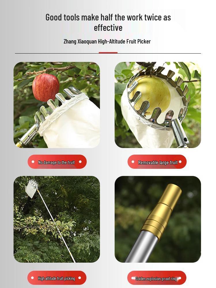 Telescopic Pole for High-Altitude Fruit Picking: Loquat, Mango, Persimmon, Bayberry, Jujube, and Apple Hook