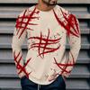 3D Printed Fun Top Men's Colorful O Neck Long Sleeved T-shirt, Spring and Autumn Casual T-shirt Oversized Sports Street T-shirt