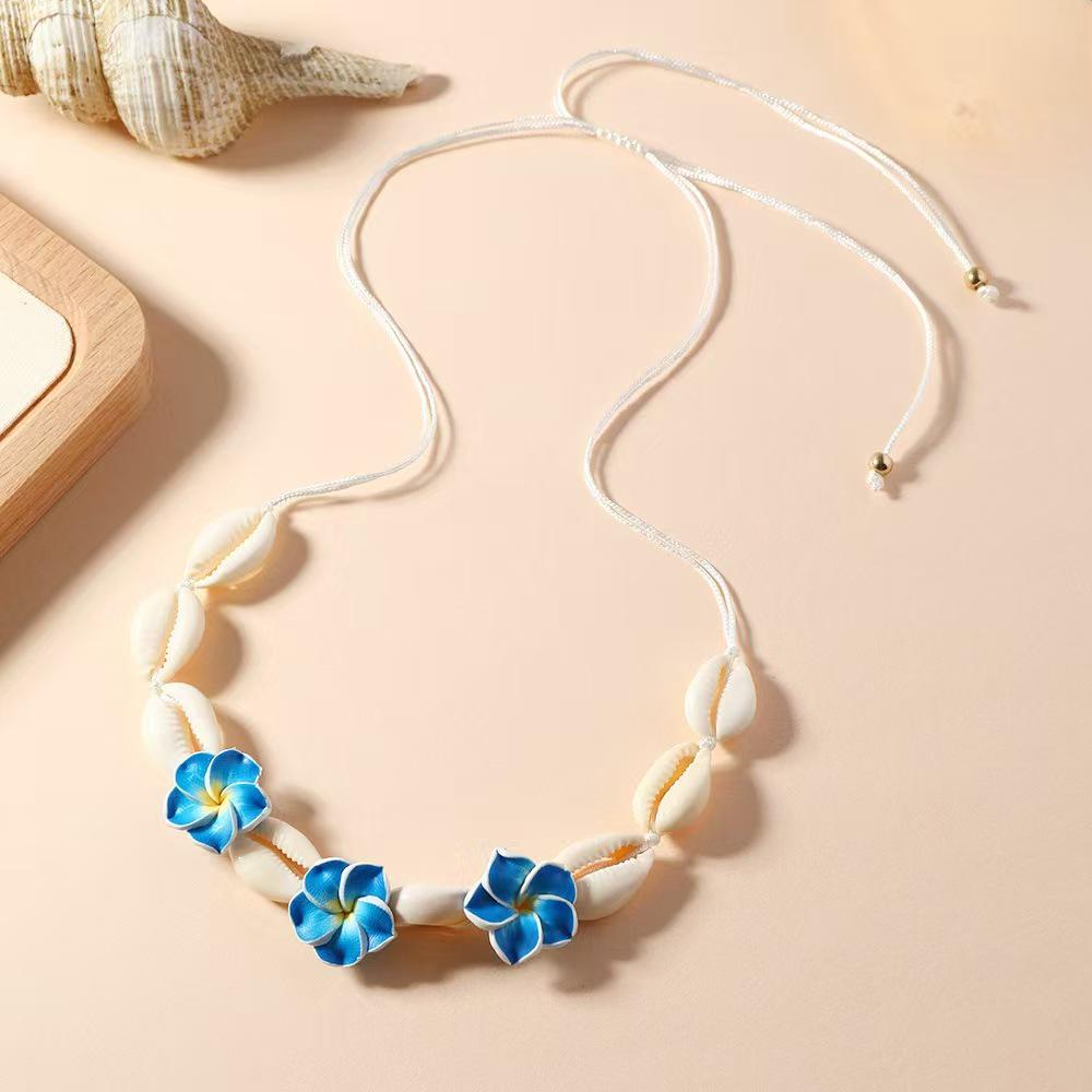 Bohemian Shell Flower Necklace & Bracelet Set: European-American Fashion Choker & Sweater Chain