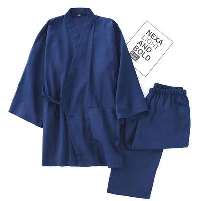 Men's Cotton Kimono Robes Pajamas Clothes Thin Spring and Summer Home Clothes Loose Casual Men Robe Sets
