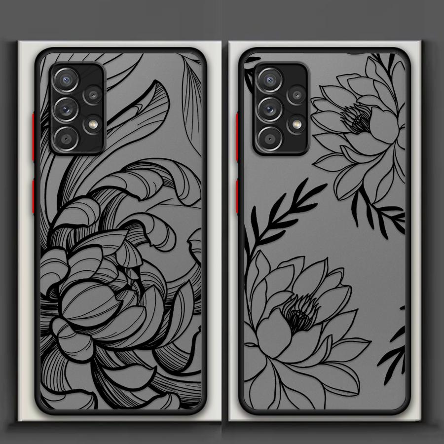 Phone Cover Case for Samsung Galaxy A16 A15 A17 A52 A35 A52S A72 A56 A55 A14 A23 A53 A54 A73 A33 A34 A36 Creative Art Flower
