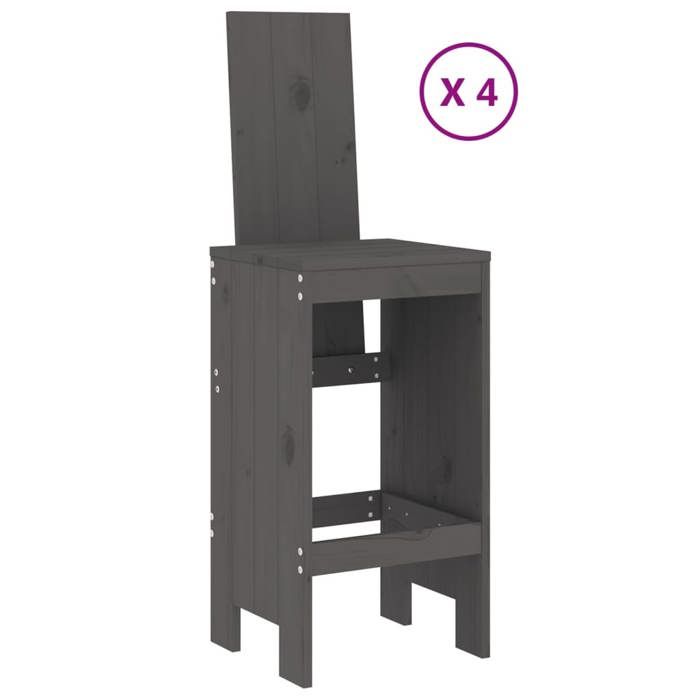 VidaXL Garden Bar Set 5 Pcs Grey Solid Pine Wood, Pub Set, Patio Bar Set, Table Set 3157777