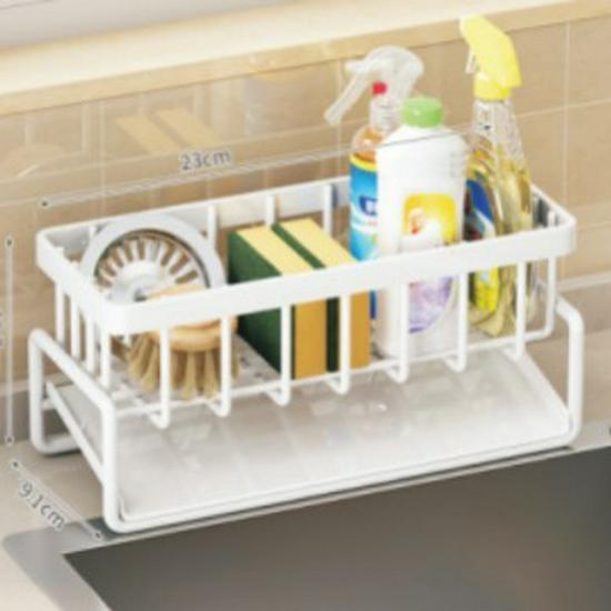 Stainless Steel Multi-Functional Sink Rack - No-Punch Dish and Rag Storage