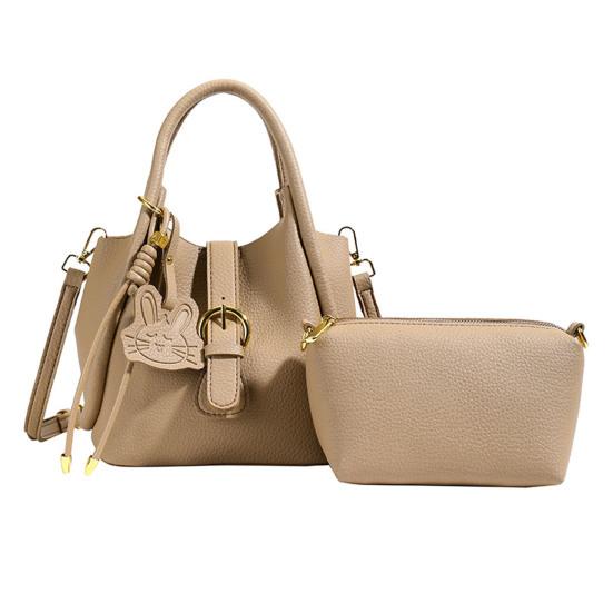 Women's Small Shoulder Bag Faux Leather Crossbody Bag with Makeup Bag Bucket Bag with Adjustable Shoulder Strap for Travel Work Parties