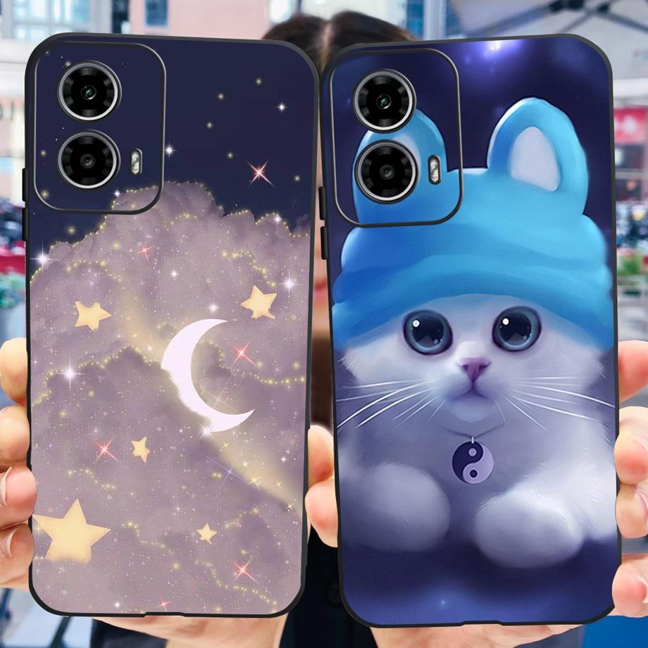 Stoßfeste Hülle für Motorola Moto G34 G24 Power Hülle Flüssigsilikon Schwarz Coque für Moto G34 MotoG24 Motorola G24 Power Fundas