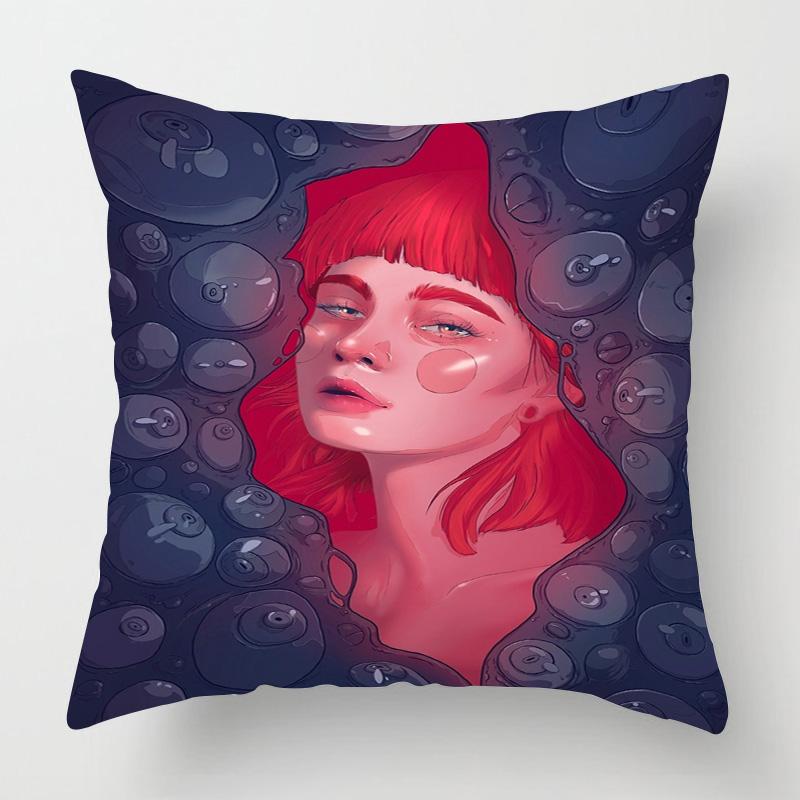 

Vintage figure illustration pillow cover 45x 45cm bedroom sofa decorative cushion cover four seasons universal variety optional 40x40cm 16x16in