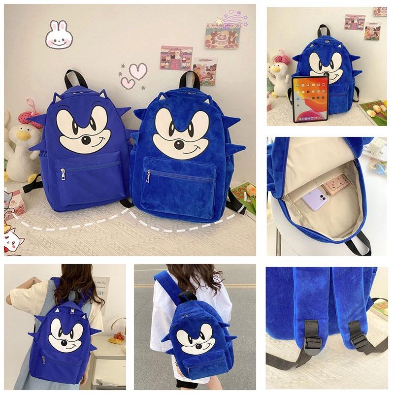 Zaino per Bambini Carino di Sonic, Grande e Resistente, Impermeabile, Traspirante, Con Spallacci Curvi, Blu