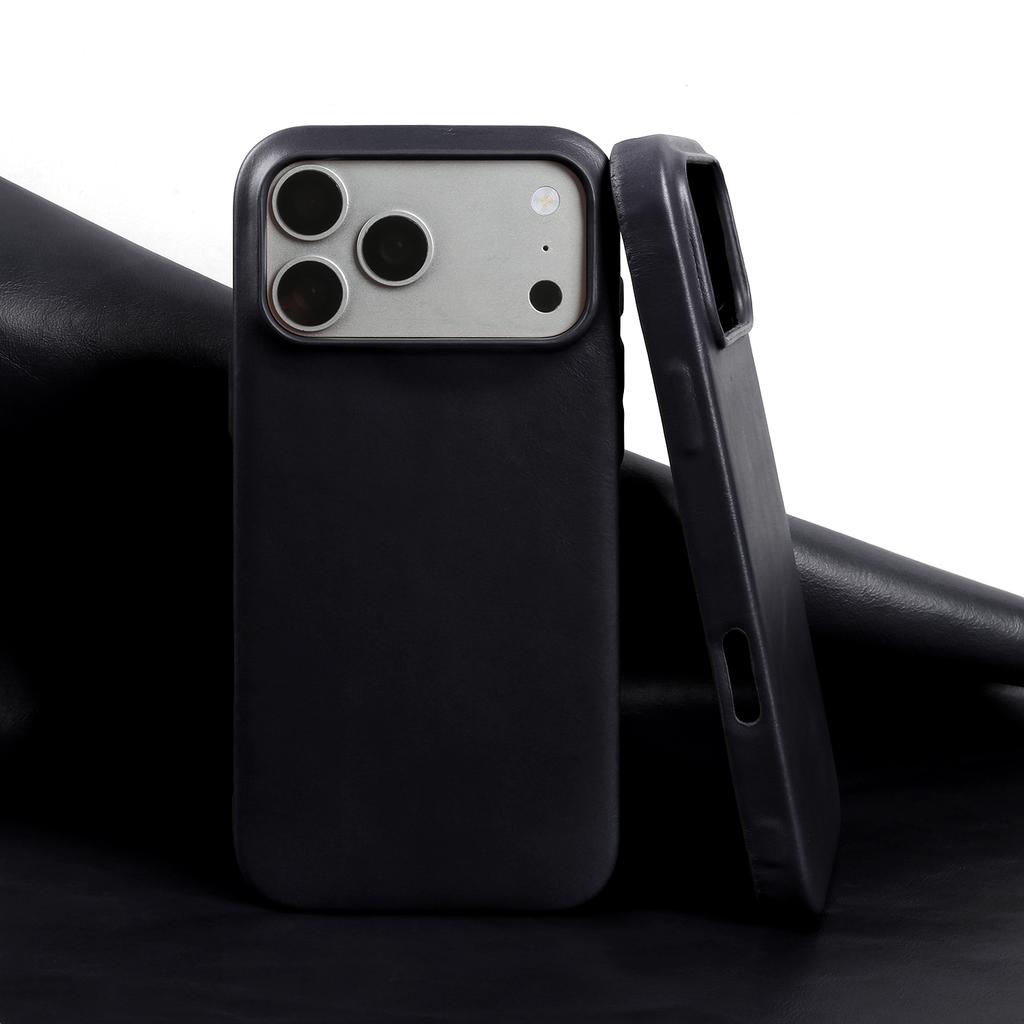 Premium Real Leather Back Case For Iphone 17Pro 16pro Max 15 14 13 12 11 Business Full Covered Protective Cover Phone Cases