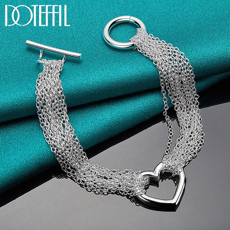 Many Romantic Heart Bracelet Gifts Silver Fashion Jewelry