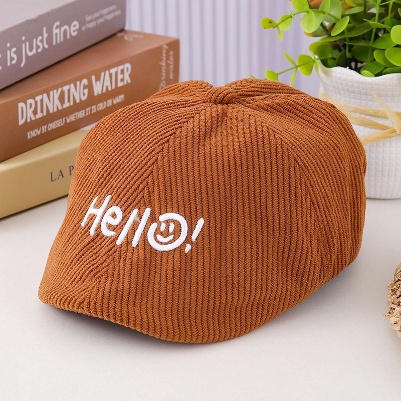 Kids Corduroy Beret Hat Autumn Winter Baby Boy Newsboy Cap Girl Stylish Forward Hat Warm Children Headwear